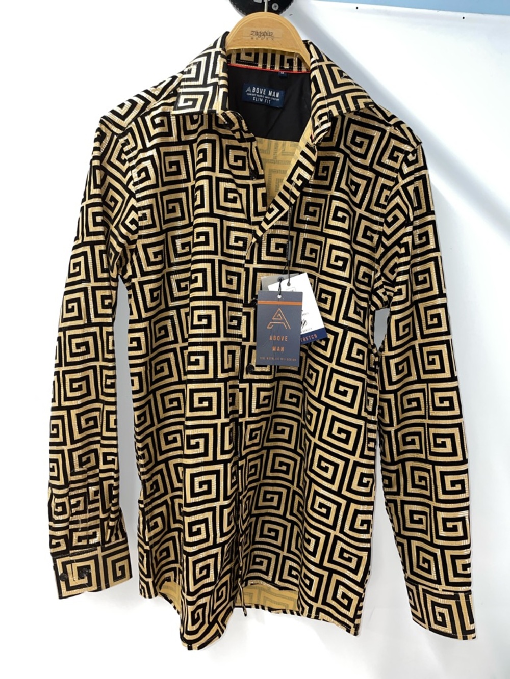 ABOVE MAN FOIL METALLIC MENS BUTTON DOWN SHIRT FTL-04-098